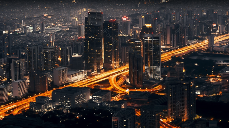 城市夜晚航拍全景霓虹灯摄影图,高清,摄影图,摄影图片,图片大全,摄影图免费下载